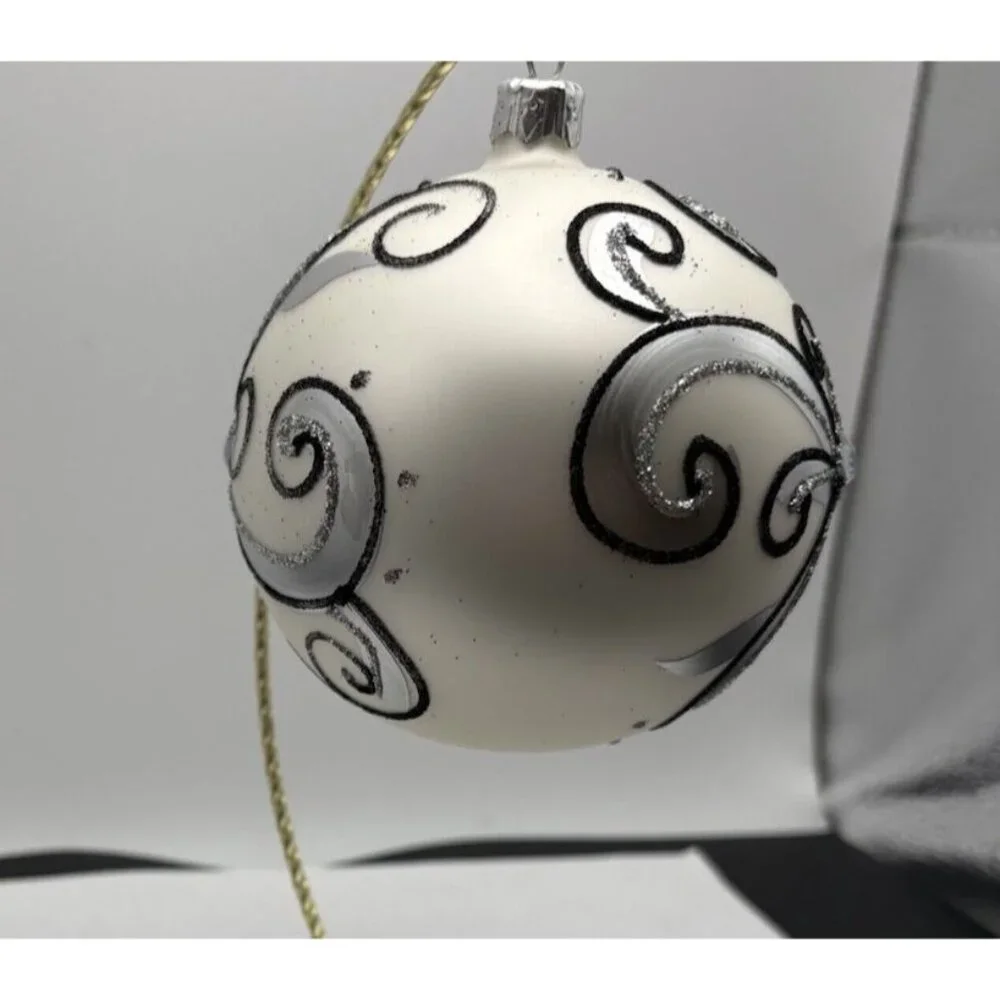 Vitbis Handmade Glass Ornament 10 CM Made in Poland White Black - Picture 8 of 10